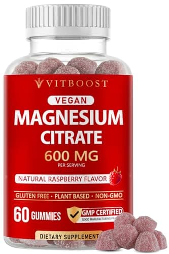 Vitboost Magnesium Citrate Gummies 600mg - 60 Count Vegan Magnesium Gummies for Relaxation & Muscle Support - Natural Raspberry Flavor - Non-GMO, Gluten Free, Plant Based - Image 1