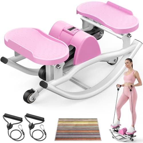 Rock Stepper,Rocking Stepper with Resistance Bands, 3D Side-to-Side Motion Mini Stepper for Women Home Workout, Low Impact Lateral Step Machine with Non-Slip Mat and Digital Counter, 250lbs Capacity - Image 1