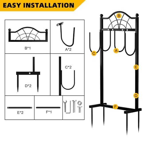 Shomextol Hose Holder – Upgraded Freestanding Garden Hose holder for 100FT Hoses, Sturdy Outdoor Water Hose Storage Hanger, Ideal for Yard, Lawn & Garden，Black - Thumbnail 5