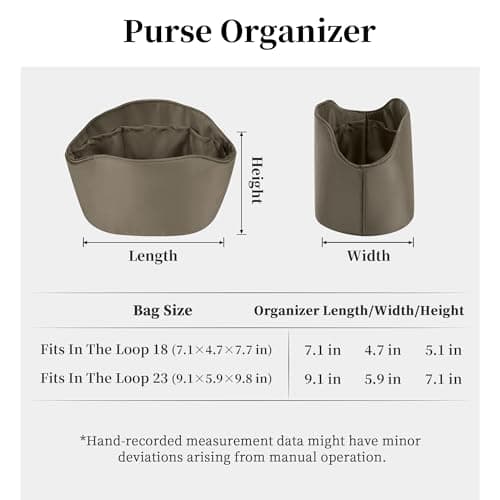Purse Organizer Insert for In The Loop 18/23, Satin Bag Organizer Compatible with Hermes Bags, Lightweight Women Purse Essentials, Soft Touch Inner Liner with Multiple Pockets(Etoupe grey, Loop 18) - Thumbnail 6