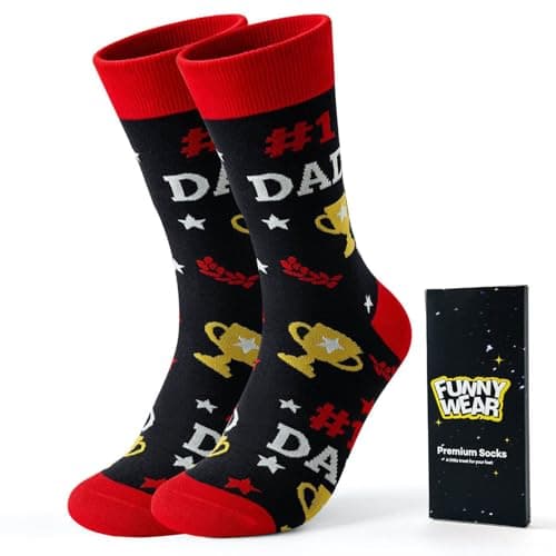 BONANGEL Men's Novelty Cotton Crew Socks, Funny Socks, Father's Day Birthday for Dad from Daughter Son - Image 1