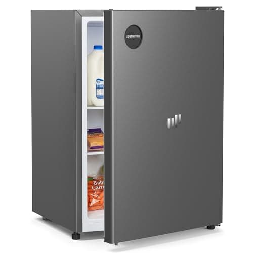 Upstreman 2.5 Cu.Ft All-Refrigerator Mini Fridge, Single Door Small Refrigerator, Dorm Fridge with 7 Adjustable Thermostat, Compact Refrigerator for Office, Bedroom or Dorm, Gray-CR26 - Image 1