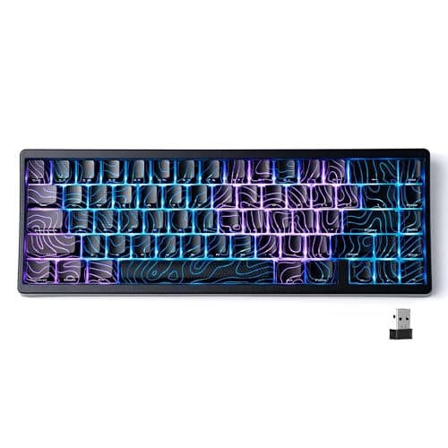 HITIME x XVX M67 60% Percent Keyboard Wireless, QMK/VIA Topographic Gaming Keyboard, Tri-Mode Thocky Creamy Mechanical Key Board, Hot Swappable Mount RGB IMD Tech for Win/Mac, Black