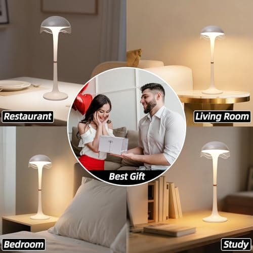 DEXULESA Cordless Table Lamp, Portable Battery Operated Touch Control Lamp with 3 Colors & 7 RGB Stepless Dimmable, Rechargeable Table Lamp for Home Office/Dinner/Restaurant/Bedroom (White) - Thumbnail 6