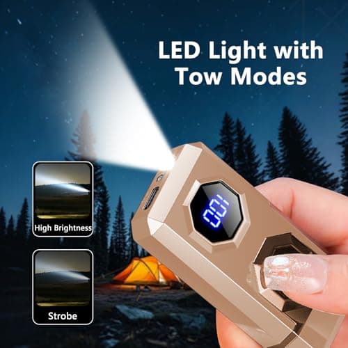 BABOBIU Electric Lighter Arc Plasma Lighter - Luxury Gold Finish, LED Emergency Lighting, USB Rechargeable with Ignition Count Display, Zinc Alloy Body for Survival, Vintage Style, Gifts (Gold) - Thumbnail 3