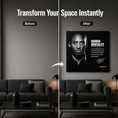 VYPEROCK Kobe Bryant Motivation Painting Wall Art Mamba Mentality Philosophy Poster and Print, Life Slogen Wall Art Quotes Decor Canvas for Boy's Room Bedroom Home Decor, 16x20inch - Thumbnail 6