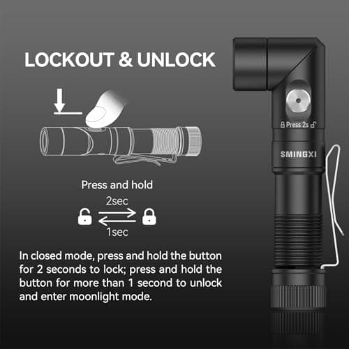 SMINGXI T5 1400 Lumens Rechargeable LED Flashlight, 90 Degree Adjustable Head, EDC Tactical Flashlight,Magnetic AA Pocket Work Light with Red Diffuser & Clip for Camping, Hiking, Emergency - Thumbnail 4