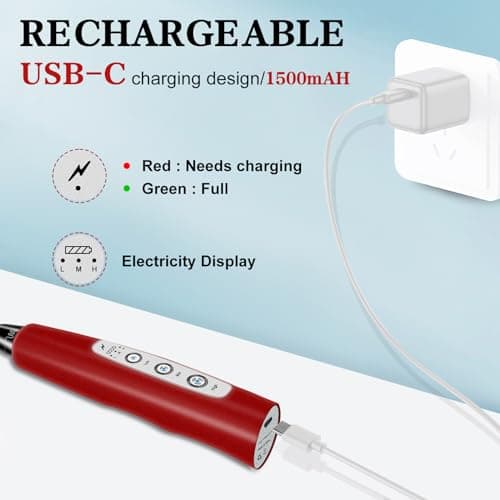 BSRGMS Milk Frother Handheld for Coffee, Electric Whisk 3 Speed Adjustable, Drink Mixer with Stainless 3 Whisks, Rechargeable Hand Frother Wand, Foam Maker for Latte Cappuccino Hot Chocolate Egg Red - Thumbnail 2
