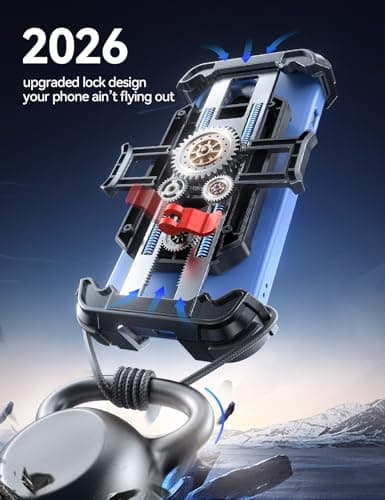 JOYROOM Motorcycle Phone Mount Holder, [All-Weather Sunshade & 120mph Secure Lock] Phone Holder for Motorcycle ATV UTV, [Metal Lock] Handlebar Phone Mount for iPhone 17 16 15 14 Pro, All 4.7-7" Phones - Thumbnail 4