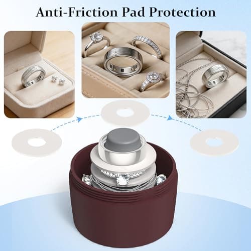 YWXTW Portable Holder for Oura Ring (with Airtag Slot), Waterproof Ring Case, Anti-Loss Ring Holder Keychain for Women & Men, Travel Jewelry Organizer for Gym & Daily Use (Burgundy) - Thumbnail 4