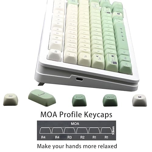 AKepopery MOA Key caps 134 Keys PBT Keycaps Set for Cherry Gateron MX Switches Mechanical Keyboard Key Cap (Gradient Green) - Thumbnail 3