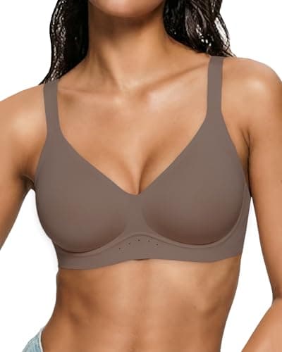As Fairy Women Bras Wireless No Wire Push Up Full Coverage Supportive Seamless Minimizer Back Smoothing Vneck Bralettes(Taupe 36DD)
