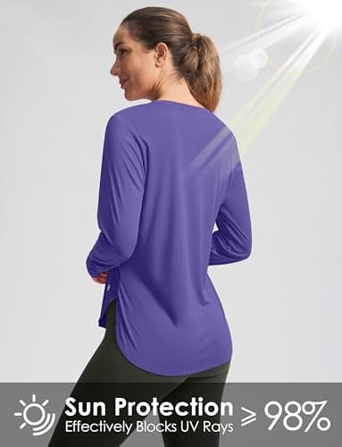 Women's Sun Shirts UPF 50+ Long Sleeve UV Protection Shirt Lightweight Quick Dry Workout Hiking Tops for Women(Vintage Purple,XXXL) - Thumbnail 4