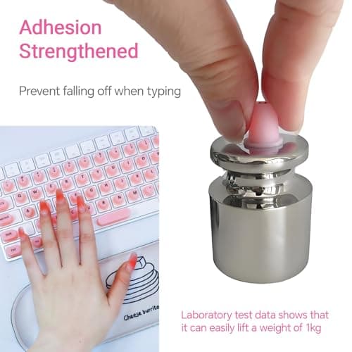 Raised Keyboard Stickers for Long Nails with Letters - Heart-Shaped Antistatic Silicone Protective Cover with Tweezers, Wet Wipes, Dry Towel & Jelly Glue, Ideal for Typing, Gaming & Nail Art (70 Pcs) - Thumbnail 5