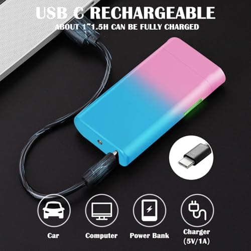 RSBYE Arc Lighter Rechargeable USB C Electric Lighter Electronic Plasma Lighters Metal Chargeable Lighters with LED Dazzling Power Display Design for Outdoor, Camping, BBQ (PinkBlue) - Thumbnail 3