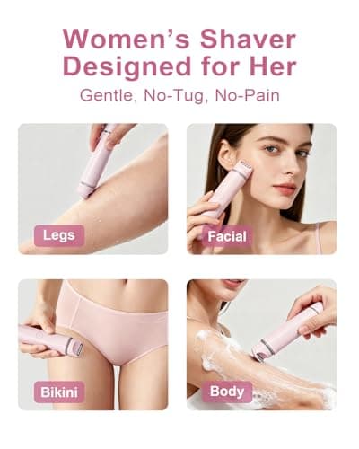 Bikini Trimmer for Women, 2-in-1 Electric Razor & Pubic Hair Trimmer, IPX6 Waterproof Bikini Shaver with 0.1-4 mm Combs, USB Charge, Painless Electric Shaver for Women Legs Underarms Face (Coral) - Thumbnail 5