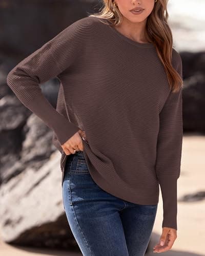 BTFBM Trendy Winter Sweater Christmas Sweater Long Sleeve Loose Fit Maternity Sweater Pullover Jumper Tops(Coffee,Small) - Thumbnail 5
