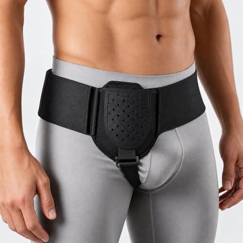 ZYHBLZX Hernia Belts for Men & Women,Fits Left or Right Side,Hernia Belts for Men Truss Support,Adjustable Waist Strap,Pre-Op & Post-Op Use-S/M(Black)