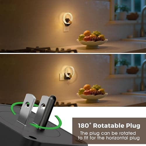L LOHAS LED Night Lights Plug into Wall, 2 Pack Plug in Night Lights with Light Sensor, 3000K Soft White, 0-100LM Brightness Adjustable, Acrylic Nightlight for Bathroom Bedroom Hallway - Thumbnail 4