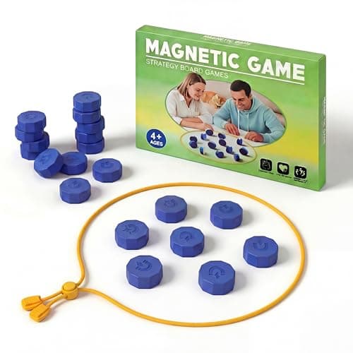 Kiyuycy Magnetic Chess Game Set Strategy Game 20 Large Sturdy Magnetic Pieces,Game with String,for Gatherings,Travel，Camping. 2-4 Players. Strategy Game Blue - Image 1