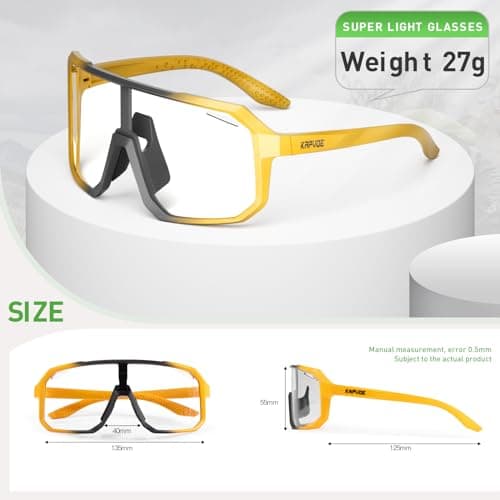 KAPVOE Photochromic Cycling Glasses Sports Sunglasses for Men Women Mountain Bike Sunglasses Clear MTB Bicycle Riding K62 - Thumbnail 5