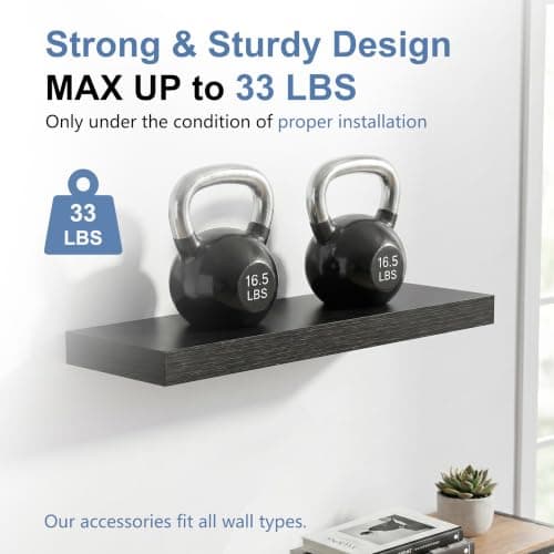 Mifurn Floating Shelves for Wall, Bathroom Shelves Over Toilet, Wall Shelves & Book Shelf for Room, Hanging Shelf, Modern Wooden Mounted Floating Shelves, 24x7x1.5 in (Black, Set of 3) - Thumbnail 4