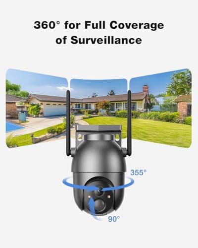 SEHMUA Security Cameras Wireless Outdoor-4-cam kit, No Monthly Fee, Solar Powered, Colorful Night Vision, 360° PTZ, 4MP Live View, Centralized Control, 2.4G&5G Router Compatible for Security System - Thumbnail 5
