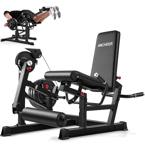 ANCHEER Leg Extension and Curl Machine, Adjustable Leg Curl Machine, Seated Leg Extension and Lying Curl Machine for Home Gym, Leg Workout Equipment with Cable System (White)