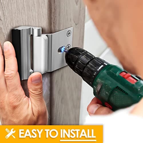 Home Security Door Lock, 2 Pack Childproof Door Reinforcement Lock with 3 Inch Stop Withstand 800 lbs for Top Front Inward Swinging Door, Upgrade Flip High Night Lock to Defend Your Home Kids - Thumbnail 6