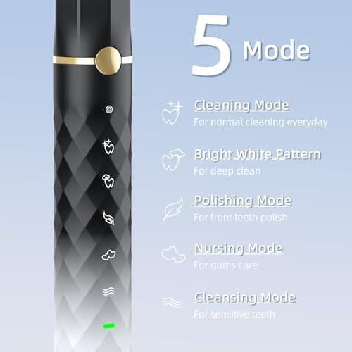 Seapeoa Electric Toothbrush Set, Equipped with 10 Brush Heads and Travel case, IPX8 Waterproof, 2-Minute Timer, 42000 high-Frequency Vibrations, 5 Modes, The First Choice for Gift Giving - Thumbnail 5
