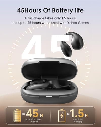 King Lucky Clip-On Earbuds,Comfort Air Cushion Open Ear Earbuds Wireless Bluetooth 5.4 Multipoint, Open Ear Headphones with Mic,Anti-Mistouch,45H Playtime,IP56 Waterproof for Sports,Small Ears&Sleep - Thumbnail 6