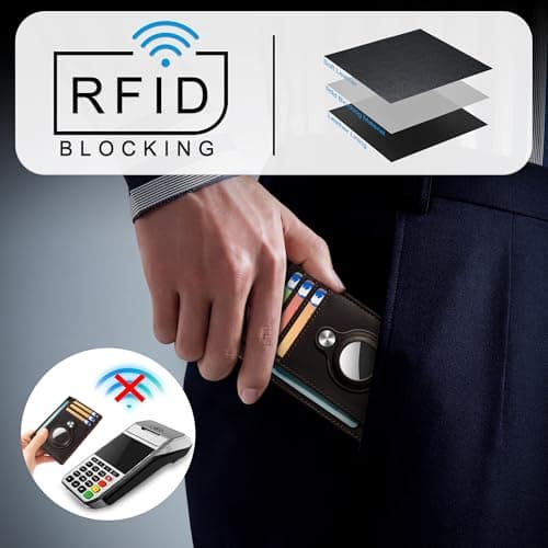 Hawanik Slim Minimalist Front Pocket Air Tag Wallet, RFID Blocking Card Holder Wallet with Airtag Holder - Thumbnail 4