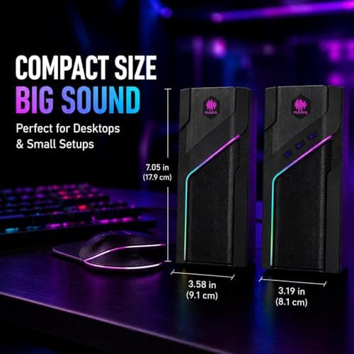 museeq W-206RE RGB Desktop Speakers for Gaming PC, Bluetooth & USB Computer Speakers for Monitor and Laptop, Touch Control Stereo Speakers with 21 LED Light Modes - Thumbnail 6