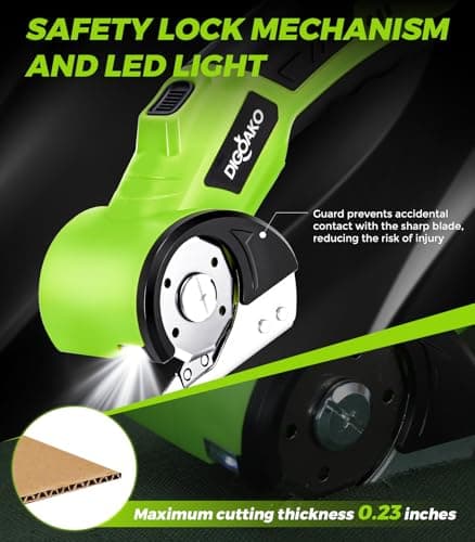 Cardboard Cutter - Rechargeable Cordless Electric Scissors, 4V Duty Electric Box Cutter for Cardboard, Safety Lock & LED Light, Powerful Cutting for Carton Carpet Plastic Fabric Leather - Thumbnail 5