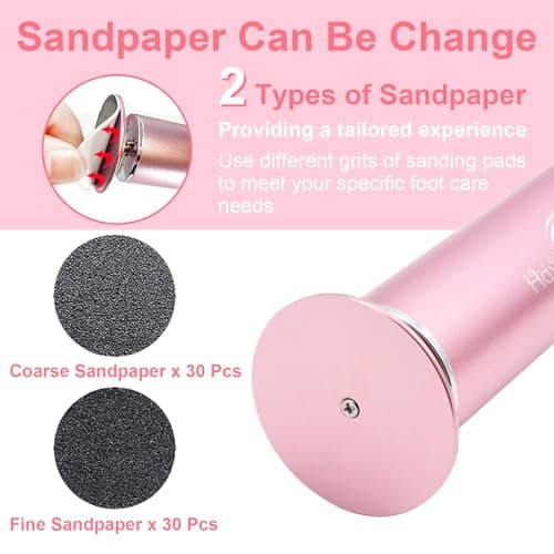 HayZBao FSA&HSA Electric Foot Callus Remover - Callus Remover for Feet,Professional Pedicure Tool for Dead Skin,Electric Foot File with 60 Pcs Sandpaper Discs - Pink - Thumbnail 3