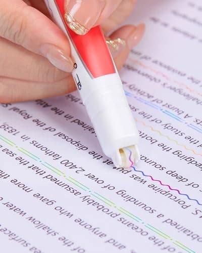 AECHY 6PCS Dual Color Highlighter Pens - 1 Stroke 2 Colors! Dual Tip Pens with 3 Curve Shapes & 6 Vibrant Colors for Note Taking, Underlining, Journaling, No Bleed Acid-Free Ink, for School,Office,Art - Thumbnail 6