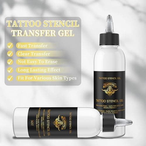 Tattoo Stencil Transfer Gel, 2PCS 5oz/Bottle Professional Tattoo Application Solution for Machine Stencils Paper, Stencil Stuff for Beginners Artists Tattooing Supplies, Clear & Long-Lasting (white) - Thumbnail 2