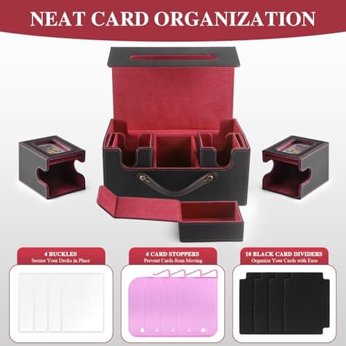 URMMIY Trading Card Storage Box for MTG – Multi-Purpose Commander Deck Box with Commander Display, Waterproof TCG Deck Case Compatible with Magic The Gathering, Sports Cards, Collectors & Gamers - Thumbnail 3