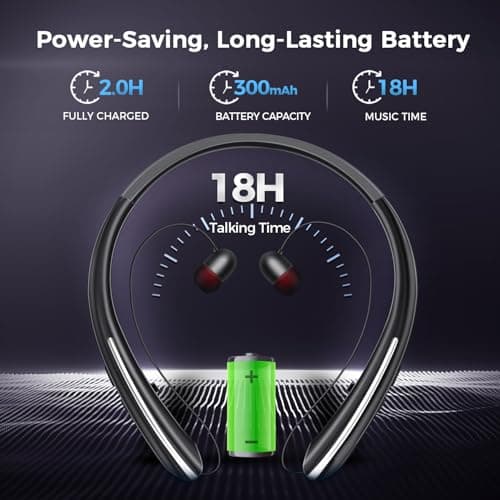 Neckband Bluetooth Headphones, Wireless Headphone with Retractable Earbud - Thumbnail 6