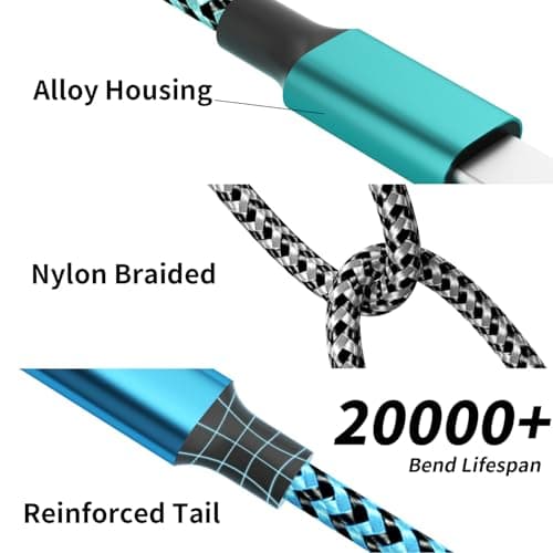 Multi Charging Cable,4 in 1 Charging Cable Charging Cables for Multiple Devices Nylon Braided Universal Charger Phone Charger Cord with 2 USB-C/IP/Micro USB Port for Cellphone/Tablets/More(2Pack 5FT) - Thumbnail 4