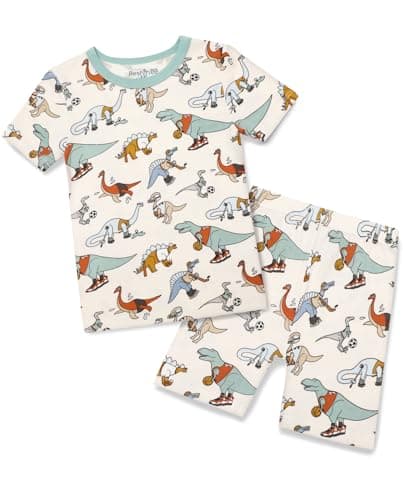 babee Reshinee Bamboo Viscose Toddler Dinosaur Pajamas Boys Girls Kids Baby Cool Short Summer Pjs Set 6-7Y Two Piece - Image 1