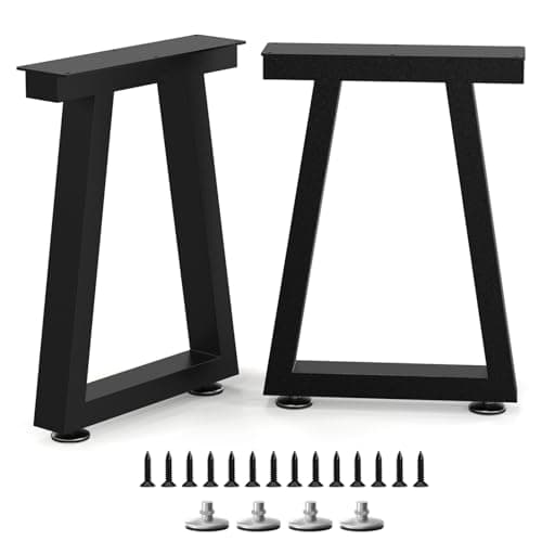 SNYXXOZ 16 Inch Coffee Table Legs Heavy Duty Square Metal Desk Legs, Workbench Dining Furniture Feets, Bar Height Table Legs,Adjustable Feet Pads Screws,1000 LBS, Black, Set of 2,Trapezoid