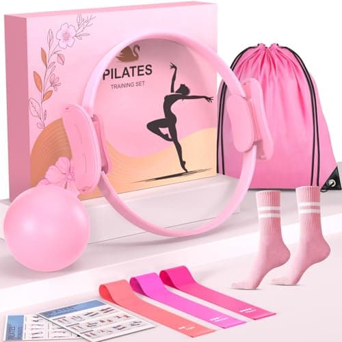 Pilates Kit for Home Workouts Set for Women, Pilates Ring Equipment and Ball Set Home Pilates Workout Kit with 15" Magic Circle Ring and Resistance Bands, A Must-Have for Beginners and Seasoned Yogis - Image 1