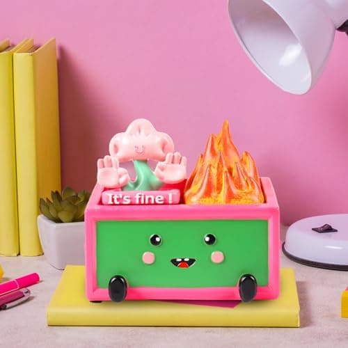 MAYIPLAY Dumpster Fire Desk Accessories Inspirational Gifts for Women Coworkers Pencil Holder Pink Office Table Decor - Thumbnail 6