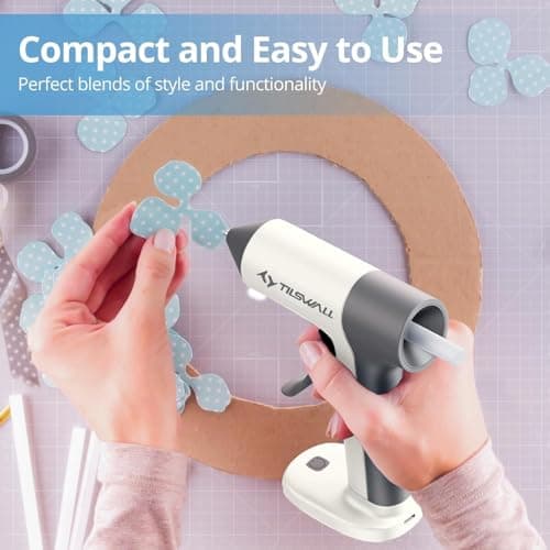 Tilswall Cordless Glue Gun, 4V Fast Preheating Hot Glue Gun with 20pcs Premius Glue Sticks(20x140mm), 2000mAh Type-c Rechargeable, Suitable for DIY Craft, Home Repaire – White - Thumbnail 4
