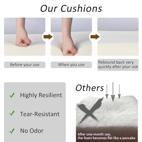 Garden lucky 23.5"x25" Outdoor Deep Seat Patio Cushions Set of 2, Deep Seat Bottom Resilient Foam Filling Water-Resistant Stain-Resistant UV Resistant Weather Resistant with YKK Zippers,Chill - Thumbnail 4