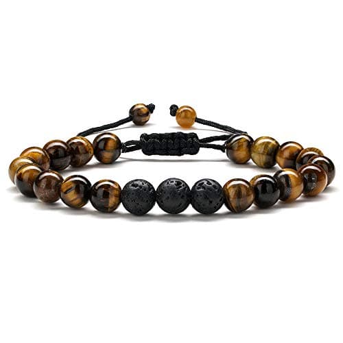 M MOOHAM Gifts for Men Bracelets - Beaded Tiger Eye Lava Rock Bracelets for Men Unique Personalized Birthday Gifts