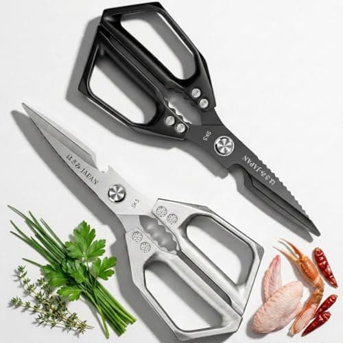 Kitchen Scissors for Food Japanese Shear - 2 PCS Poultry Shears, All Purpose Heavy Duty for Chicken, Meat, Quail, Fish, Turkey, Vegetables, Stainless Steel Cooking Scissors, Dishwasher Safe