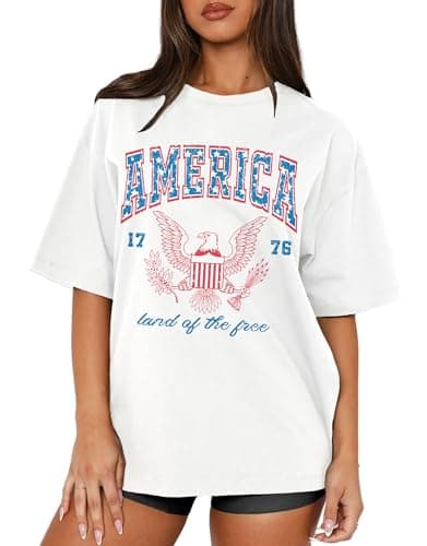 MAPICK Women 1776 Independence Day Tshirts Memorial Day Graphic Short Sleeve Tees Fourth of July Shirt Outfits(White,Small) - Image 1
