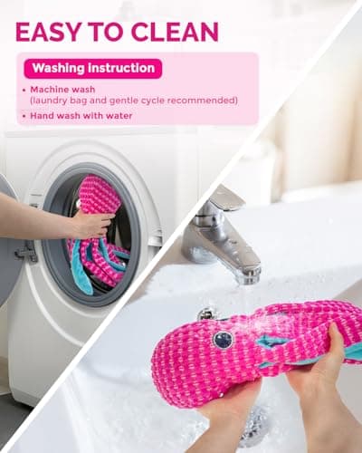 FoxFocus Squeaky Dog Toys for Large Dogs - Durable Dog Toys for Aggressive Chewers to Keep Them Busy - Interactive Plush Chew Toy with Squeaker & Crinkle Paper for Training Reward & Gift - Pink - Thumbnail 6